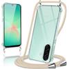 Kilbnom Cover per Samsung Galaxy A26 5G con Cordino, Trasparente Custodia con Laccio Tracolla Cellulare Girocollo Collana Corda Catena Cinghia, Ultra Morbido Silicone TPU Antiurto Case, Cachi