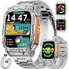 HIRREO 1000mAh Smartwatch Uomo, 2.01″ Orologio Smart Watch con Chiamata Bluetooth,Torcia LED Militare Orologio Fitness, 100+ Modalità Sportive,Sonno/Cardiofrequenzimetro, IP68, Android iOS, Argento