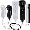 TechKen 2 telecomandi di ricambio per Wii, compatibili con Wii Remote Nunchuck (bianco nero)