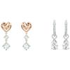 Swarovski Orecchini pendenti Lifelong Heart, Cuore, Bianchi, Placcato color oro rosa & Orecchini pendenti Attract, Taglio Pear, Bianchi, Placcato rodio