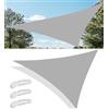 TopIdea Tenda a Vela Ombreggiante Impermeabile Triangolare Protezione Raggi UV 95% Tenda da Sole Poliestere Antistrappo Con 3 Corde Fisse per Giardino Balcone Piscinae Terrazza 3x3x2M Grigio chiaro