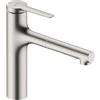 hansgrohe Zesis M33 Miscelatore monocomando cucina, 160, doccetta estraibile, 2 tipi di getto, sBox lite, acciaio inox, 74804800