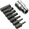 AERZETIX - Set/Kit di 8 pezzi/Punte per cacciavite a stella 1/2'' - Lunghezza 30mm - Adattatore per bussola portapunte per chiave a cricchetto - T20, T25, T30, T40, T45, T50, T55 - /Cr-V/S2 - C45874