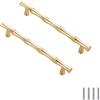 FEEIMOL 2 pezzi Bambù Forma Maniglie Maniglie per Mobili Cucina Armadio Cassetto Pomelli Lega di Zinco Maniglia per Porta Comò Bar Maniglie Distanza del foro 96 mm