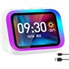 Generic Sveglia Intelligente Ai con Bluetooth 5.4, Altoparlante e Luce Rgb Dinamica, Orologio Digitale da Comodino Portatile con Display di Ora e Meteo, Chiamate a Mani Libere White
