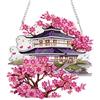 NEWENMO 5D Tempio Giapponese Diamond Painting Pendente,Fiori di Ciliegio Pittura Diamante Pendent,DIY Forma Speciale Diamond Painting Adulti Ciondolo,per Principianti Finestre Pareti Hanging Decor