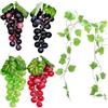 Fahibin 4pcs Uva Finta Per Decorazioni, 2 Viti Uva Artificiali, Frutti D'uva Artificiale,Uva artificiale realistica Uva,per la visualizzazione di frutta, vino decorazione, ghirlanda making