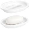 XRVRILE Porta Saponetta Doppio 2PCS, Porta Sapone Bagno in Plastica Bianca con Drenaggio Rapido, Contenitore Igienico per Lavandino e Cucina, Portasapone Antiscivolo e Facile da Pulire