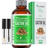 Duasash Olio di Ricino per Ciglia e Sopracciglia 250ml Olio di Ricino per Capelli Pressato a Freddo, Ciglia, Sopracciglia, Cura della Barba, Unghie, Corpo e Viso, Castor Oil con Set di Pennelli