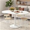 PLLBIKK Tavolo da pranzo allungabile bianco, 100-140 cm, ovale/rotondo, per 2-8 persone, in legno, moderno tavolo da soggiorno e cucina, tavolo rotondo (A, bianco)