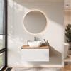 Planetmöbel Arisa - Set di mobili da bagno con mobiletto da 80 cm, colore oro rovere bianco (scanalato) con specchio NOVA, lavabo da 42 cm, colore: Bianco