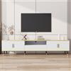 NNJN Mobile TV basso moderno effetto marmo, pannello TV, cassettiera TV, 200 x 40 x 46 cm, adatto per TV fino a 90 pollici, due ante, un cassetto