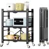 devesanter Scaffale da cucina in metallo, pieghevole, con ruote, a 3 livelli, organizer da cucina, scaffale e carrello mobile, non è necessaria alcuna installazione, per cucina, dispensa, ufficio