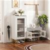 MIOOSUT - Scarpiera con panca, mobile per scarpe, panca con seduta imbottita e cuscino, design con porta trasparente, mobile per ingresso (bianco, 100 x 35 x 82,5)