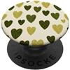 olive green Hearts Pattern Designs Carino girly minimalista Love Design || Motivo cuore verde PopSockets PopGrip Adesivo