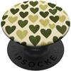 olive green Hearts Pattern Designs Carino girly minimalista Love Design || Motivo cuore verde PopSockets PopGrip Adesivo