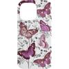 Mint Violet Designs Custodia per iPhone 14 Pro Max Farfalle con motivo botanico in magenta e grigio