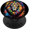 Colorful Lion Wildlife Lover Pittura colorata con faccia di leone Splash Art PopSockets PopGrip Adesivo
