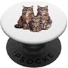 Tabby Kitten Lover PS Disegno di schizzo della famiglia di gattini soriani. PopSockets PopGrip Adesivo