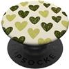 olive green Hearts Pattern Designs Carino girly minimalista Love Design || Motivo cuore verde PopSockets PopGrip Adesivo