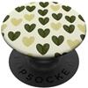 olive green Hearts Pattern Designs Carino girly minimalista Love Design || Motivo cuore verde PopSockets PopGrip Adesivo