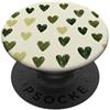 olive green Hearts Pattern Designs Carino girly minimalista Love Design || Motivo cuore verde PopSockets PopGrip Adesivo