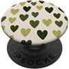 olive green Hearts Pattern Designs Carino girly minimalista Love Design || Motivo cuore verde PopSockets PopGrip Adesivo