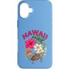 HAWAII ALOHA MAHALO ISLAND LIVING Scareb Custodia per iPhone 16 Plus HAWAII con HIBISCUS E HONU TURTLE