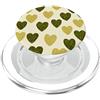 olive green Hearts Pattern Designs Carino girly minimalista Love Design || Motivo cuore verde PopSockets PopGrip per MagSafe