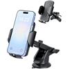 Hoppac Porta Cellulare Auto 2 in 1, Supporto Telefono Auto per Cruscotto e Parabrezza, Bocchette Aria, Rotazione a 360 gradi e Rilascio Rapido, per Smartphone 4-7 in
