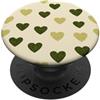 olive green Hearts Pattern Designs Carino girly minimalista Love Design || Motivo cuore verde PopSockets PopGrip Adesivo