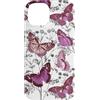 Mint Violet Designs Custodia per iPhone 14 Farfalle con motivo botanico in magenta e grigio