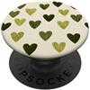 olive green Hearts Pattern Designs Carino girly minimalista Love Design || Motivo cuore verde PopSockets PopGrip Adesivo
