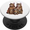 Bengal Kitten Lover PS Disegno di schizzo della famiglia di gattini del Bengala. PopSockets PopGrip Adesivo