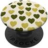 olive green Hearts Pattern Designs Carino girly minimalista Love Design || Motivo cuore verde PopSockets PopGrip Adesivo