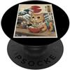Noodle Neko Wave Art Kawaii Cat Ramen Noodles Onda giapponese Ukiyo-e Art PopSockets PopGrip Adesivo