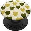 olive green Hearts Pattern Designs Carino girly minimalista Love Design || Motivo cuore verde PopSockets PopGrip Adesivo