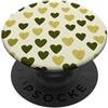 olive green Hearts Pattern Designs Carino girly minimalista Love Design || Motivo cuore verde PopSockets PopGrip Adesivo
