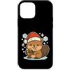 beaver winter santa hat cute animal snow Custodia per iPhone 12 mini Simpatico castoro invernale con cappello da Babbo Natale
