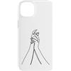 one line art one line drawing line penci Custodia per iPhone 14 Plus Linea Continua: Mani in Armonia