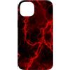 Lightning Red and Back Design Custodia per iPhone 14 Plus Motivo fulmine rosso scuro su estetica chic nera