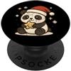 panda winter santa hat star cookie snow Grazioso panda invernale con cappello da Babbo Natale PopSockets PopGrip Adesivo