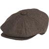 Peaky Blinders, berretto a 8 spicchi piatto in stile "Newsboy", in 100% lana Brown Herringbone L (59cm)