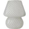 Relaxdays Lampada da Tavolo Relaxdays, Design a Fungo, Vetro, E27, Lampada a Batteria, HxD: 24 x 16 cm, Funzione Touch, Bianca