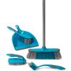 Beldray LA024152TQ - Kit di pulizia in turchese da 5 pezzi con scopa, paletta e spazzola, scrubber e spazzolina per piatti, turchese, prodotti per la pulizia, paletta e spazzola con manico lungo