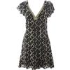 VELVET by Graham & Spencer Donna Nero Stampato Seta a-Line DRESS S Nuovo