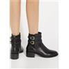 Dune London Gergo Nero Pelle Fibbia Stivaletti UK 3 (F990)