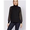 HEINE Blusa Trasparente A Maniche Corte Nera UK 14 (FM241-9)