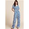 FREEMANS Tuta Stampa Floreale Blu UK 12 (fms25-5)