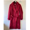 Lascana Cappotto Avvolgente Spazzolato Bordeaux Con Cintura Taglia Plus UK 20 (PH566)